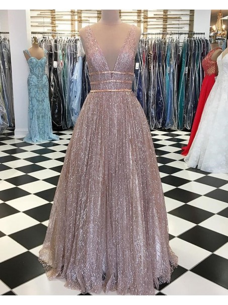 Sparkle V-Neck Long Prom Dresses Formal Evening Dresses 99501133