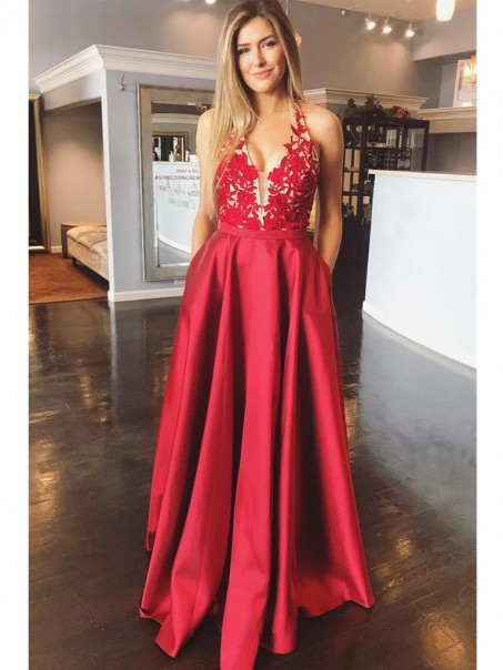 A-Line Lace Long Prom Dresses Formal Evening Gowns 995011344