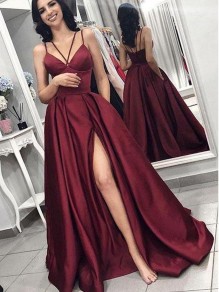 A-Line V-Neck Spaghetti Strap Long Prom Dresses Formal Evening Dresses 99501135 A-Line V-Neck Spaghetti Strap Long Prom Dresses Formal Evening Dresses 99501135