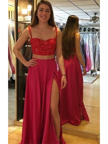 A-Line Long Two Pieces Prom Dresses Formal Evening Gowns 995011351