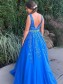 A-Line Beaded V-Neck Long Prom Dresses Formal Evening Gowns 995011361