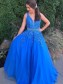 A-Line Beaded V-Neck Long Prom Dresses Formal Evening Gowns 995011361