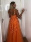 A-Line Beaded Lace Tulle Long Prom Dresses Formal Evening Gowns 995011367