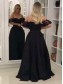 A-Line Black Off-the-Shoulder Long Prom Dresses Formal Evening Gowns 995011369