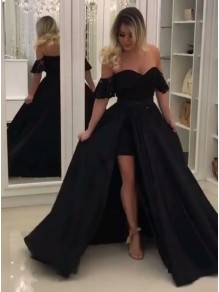 A-Line Black Off-the-Shoulder Long Prom Dresses Formal Evening Gowns 995011369 A-Line Black Off-the-Shoulder Long Prom Dresses Formal Evening Gowns 995011369