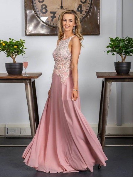 A-Line Beaded Lace Long Prom Dresses Formal Evening Gowns 995011370