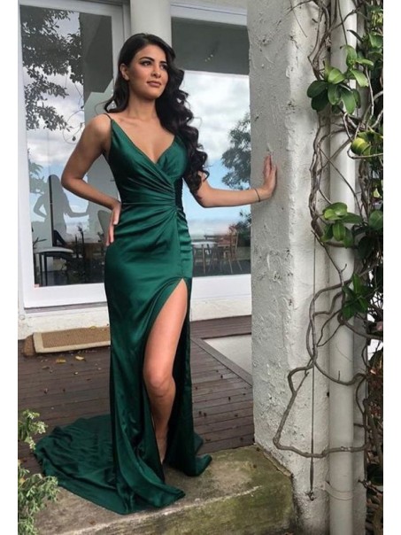 Sheath V-Neck Long Prom Dresses Formal Evening Gowns 995011379