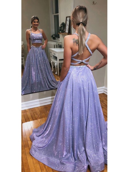 Two Pieces Sparkle Long Prom Dresses Formal Evening Gowns 995011381