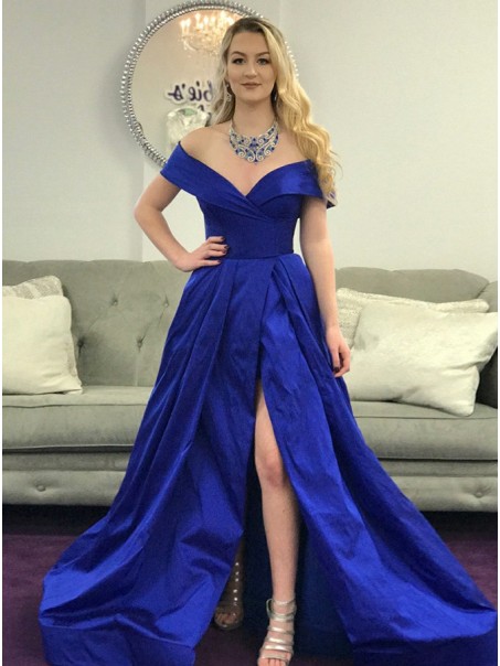 A-Line Royal Blue Long Prom Dresses Formal Evening Gowns 995011396