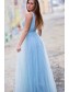 A-Line Sequins Tulle Long Prom Dresses Formal Evening Gowns 995011402