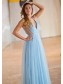 A-Line Sequins Tulle Long Prom Dresses Formal Evening Gowns 995011402