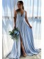 A-Line V-Neck Long Prom Dresses Formal Evening Gowns 995011406