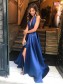 A-Line Halter Satin Long Prom Dresses Formal Evening Gowns 995011407