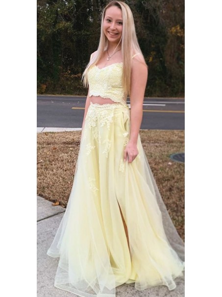A-Line Lace Two Pieces Long Prom Dresses Formal Evening Gowns 995011409 A-Line Lace Two Pieces Long Prom Dresses Formal Evening Gowns 995011409