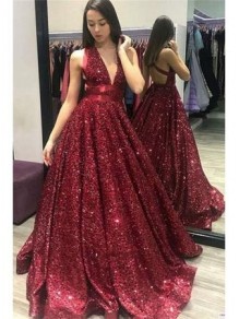 Sparkle Sequined Ball Gown V-Neck Long Prom Dresses Formal Evening Dresses 99501141 Sparkle Sequined Ball Gown V-Neck Long Prom Dresses Formal Evening Dresses 99501141