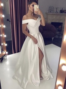 A-Line Satin Off-the-Shoulder Long Prom Dresses Formal Evening Gowns 995011415 A-Line Satin Off-the-Shoulder Long Prom Dresses Formal Evening Gowns 995011415