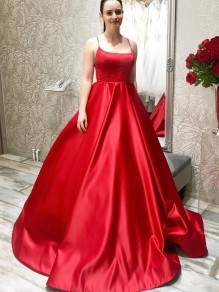 A-Line Long Red Satin Prom Dresses Formal Evening Gowns 995011416 A-Line Long Red Satin Prom Dresses Formal Evening Gowns 995011416