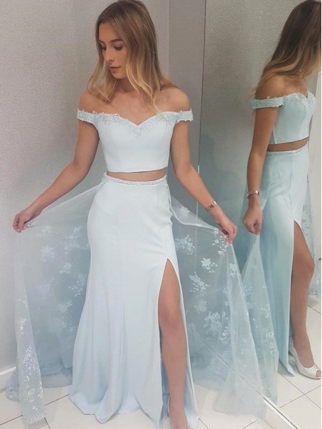 Two Pieces Lace Long Prom Dresses Formal Evening Gowns 995011440