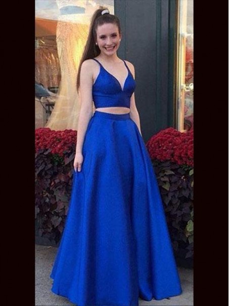 A-Line Two Pieces Long Prom Dresses Formal Evening Gowns 995011444