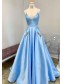 A-Line Beaded V-Neck Long Prom Dresses Formal Evening Gowns 995011446