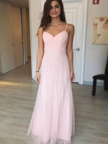 A-Line Long Pink Tulle Prom Dresses Formal Evening Gowns 995011447 A-Line Long Pink Tulle Prom Dresses Formal Evening Gowns 995011447
