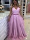 A-Line Beaded Lace Long Tulle Prom Dresses Formal Evening Gowns 995011449