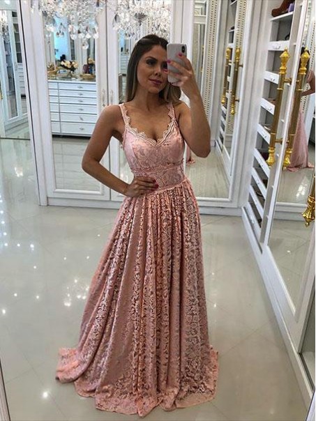 A-Line Lace Long Prom Dresses Formal Evening Gowns 995011451