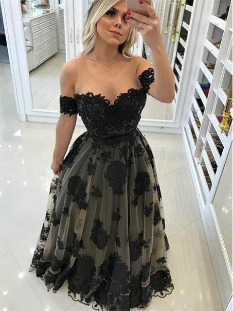 A-Line Lace Long Prom Dresses Formal Evening Gowns 995011456