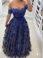 A-Line Lace Off-the-Shoulder Long Prom Dresses Formal Evening Gowns 995011457