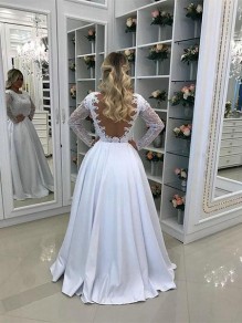 A-Line Long White Lace Prom Dresses Formal Evening Gowns 995011458 A-Line Long White Lace Prom Dresses Formal Evening Gowns 995011458
