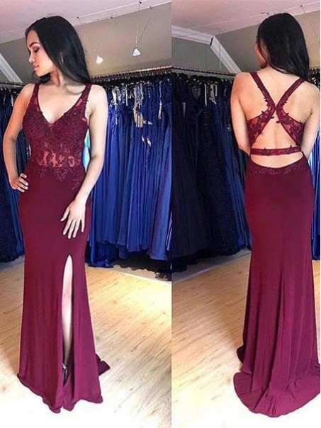 Long Lace V-Neck Prom Dresses Formal Evening Gowns 995011460 Long Lace V-Neck Prom Dresses Formal Evening Gowns 995011460