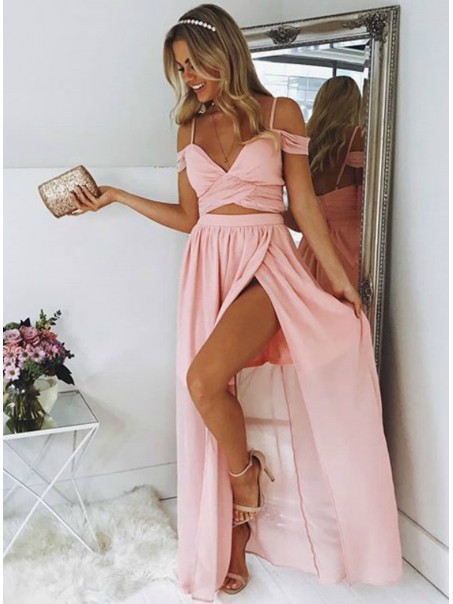 A-Line Long Pink Off-the-Shoulder Prom Dresses Formal Evening Gowns 995011471