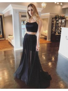 Long Black Two Pieces Prom Dresses Formal Evening Gowns 995011473