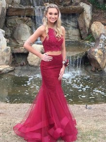 Mermaid Two Pieces Beaded Lace Long Prom Dresses Formal Evening Gowns 995011475 Mermaid Two Pieces Beaded Lace Long Prom Dresses Formal Evening Gowns 995011475