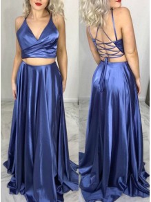 A-Line Two Pieces Long Prom Dresses Formal Evening Gowns 995011478 A-Line Two Pieces Long Prom Dresses Formal Evening Gowns 995011478