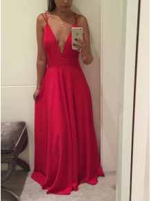 A-Line Long Red V-Neck Prom Dresses Formal Evening Gowns 995011479 A-Line Long Red V-Neck Prom Dresses Formal Evening Gowns 995011479