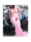 Mermaid Lace Long Sleeves Pink Prom Dresses Formal Evening Gowns 995011490