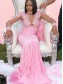 Mermaid Lace Long Sleeves Pink Prom Dresses Formal Evening Gowns 995011490