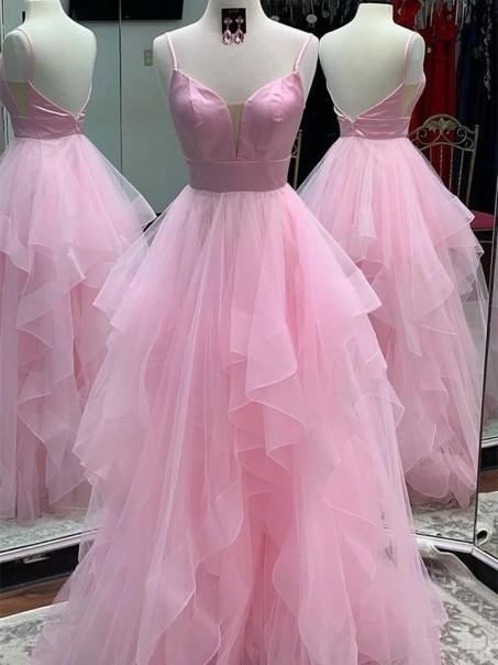 A-Line Long Pink Prom Dresses Formal Evening Gowns 995011501