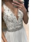 A-Line Beaded V-Neck Long Prom Dresses Formal Evening Gowns 995011502