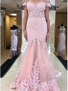 Mermaid Lace Off-the-Shoulder Long Prom Dresses Formal Evening Gowns 995011507