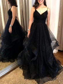 A-Line Sparkle Tulle Long Prom Dresses Formal Evening Gowns 995011511 A-Line Sparkle Tulle Long Prom Dresses Formal Evening Gowns 995011511