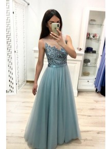 A-Line Beaded Lace Long Prom Dresses Formal Evening Gowns 995011524