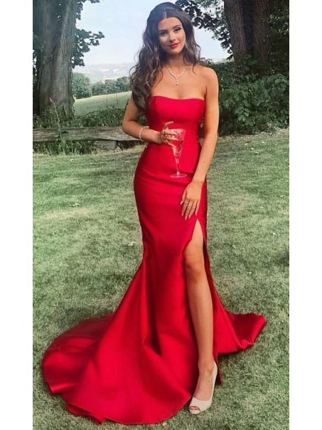 Mermaid Strapless Long Prom Dresses Formal Evening Gowns 995011526