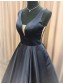 A-Line Long Black V-Neck Prom Dresses Formal Evening Gowns 995011528