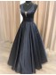 A-Line Long Black V-Neck Prom Dresses Formal Evening Gowns 995011528