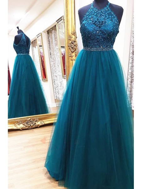 A-Line Beaded Lace Tulle Long Prom Dresses Formal Evening Gowns 995011544 A-Line Beaded Lace Tulle Long Prom Dresses Formal Evening Gowns 995011544