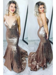 Mermaid Sequins Long Prom Dresses Formal Evening Gowns 995011547