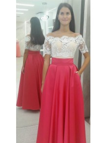 A-Line Lace Off-the-Shoulder Long Prom Dresses Formal Evening Gowns 995011550