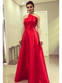 A-Line Long Red Satin Prom Dresses Formal Evening Gowns 995011551